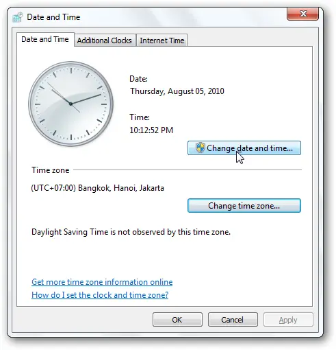 System Date and Time Settings