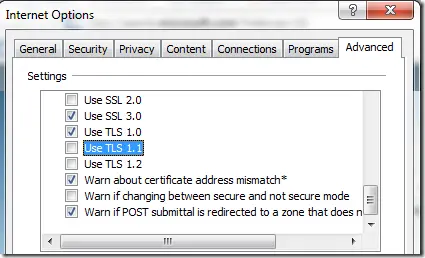Modify the SSL Options