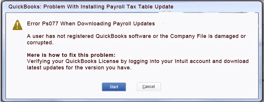 QuickBooks Error Code PS077